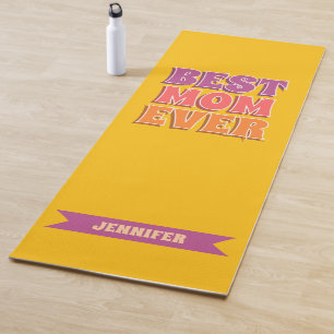 Retro Funky Colorful Best Mom Ever Custom Name  Yoga Mat