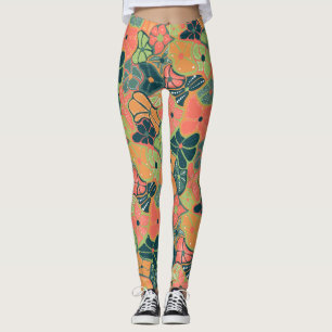 Retro Funky Colourful Flower Pattern Leggings
