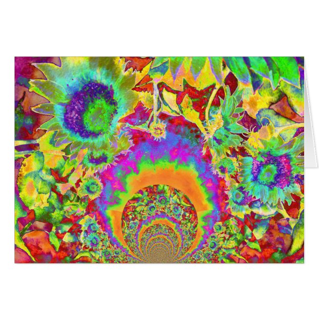 Retro funky fun colourful sunflower painting  (Front Horizontal)