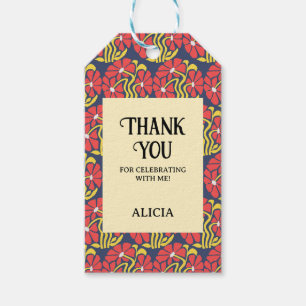 Retro Funky Groovy Trippy Daisy Floral Birthday Gift Tags