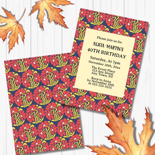 Retro Funky Groovy Trippy Daisy Floral Birthday Invitation (Creator Uploaded)