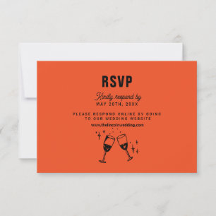 Retro Funky Modern Wedding RSVP Card