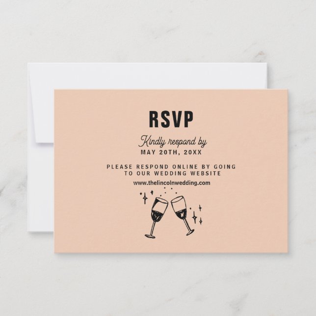Retro Funky Modern Wedding RSVP Card (Front)