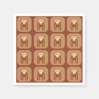 Retro Funky Monkey Abstract Cocktail Napkins