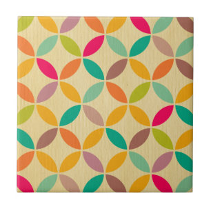 Retro funky multi 70's colour pattern hipster chic ceramic tile