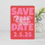 Retro Funky Pink Red Save the Date Qr code<br><div class="desc">Retro Funky Pink Red Save the Date Make a bold and joyful statement with this retro-inspired Save the Date card. Featuring vibrant pink and red tones with playful typography, this design is perfect for modern couples who love fun, colour, and a touch of vintage flair. Ideal for contemporary, retro, or...</div>