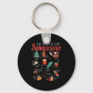 Retro Funny 12 Days Of Sonography Ultrasound Tech Key Ring
