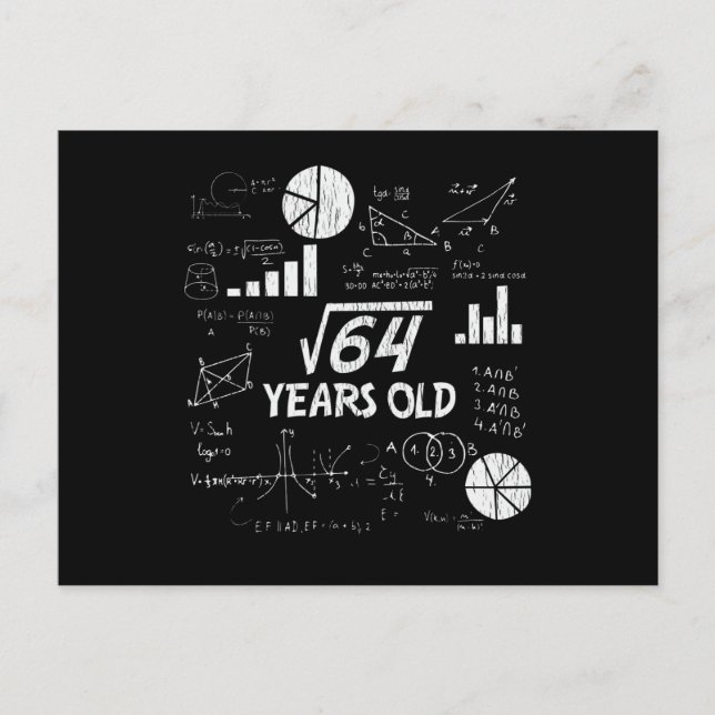 Retro Funny 8th Birthday Math Nerd Gift for Kids Postcard (Front)