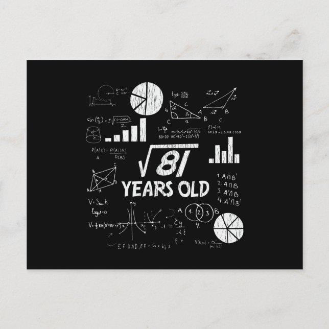 Retro Funny 9th Birthday Math Nerd Gift for Kids Postcard (Front)