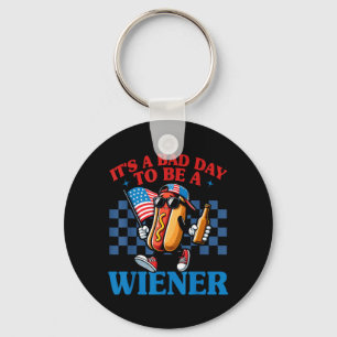 Retro Funny a Bad Day to Be A Wiener Hot Dog 4th Key Ring