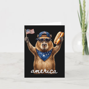 Retro Funny Aamerica Capybara Hot Dog Lover Card