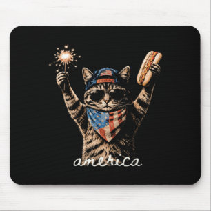 Retro Funny Aamerica Cathot Dog Lovers Patriotic Mouse Pad