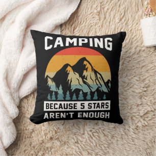 Retro Funny Adventure Camping Lovers Nature Black Cushion