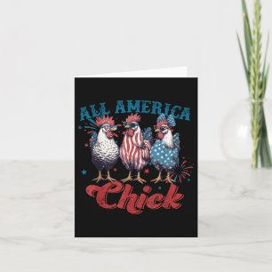 Retro Funny All America Chick 4th Of July Patrioti Card