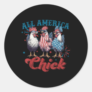 Retro Funny All America Chick 4th Of July Patrioti Classic Round Sticker