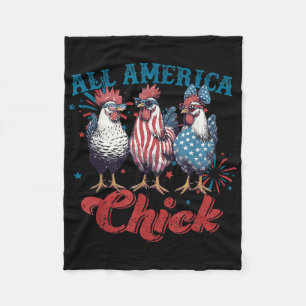 Retro Funny All America Chick 4th Of July Patrioti Fleece Blanket