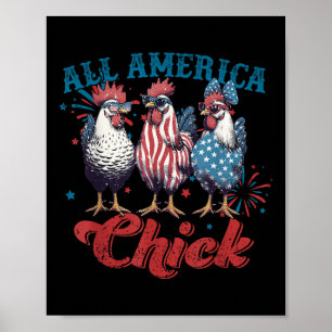 Retro Funny All America Chick 4th Of July Patrioti Poster