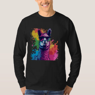 Retro Funny Alpaca Art Sunglasses Pride Summer Gif T-Shirt
