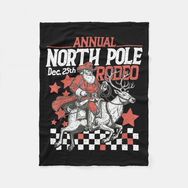Retro Funny Annual North Le Rodeo Santa Cowboy Mer Fleece Blanket (Front)