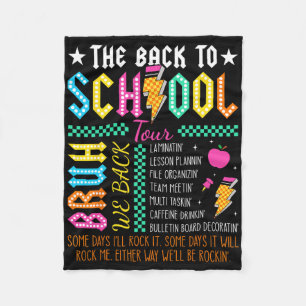 Retro Funny Back To School Tour Teacher Lightning Fleece Blanket