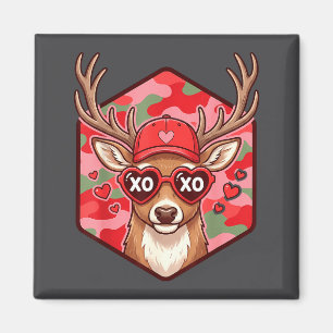 Retro Funny Boys Valentines Day Hunting Deer Camo  Magnet
