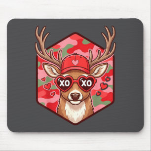 Retro Funny Boys Valentines Day Hunting Deer Camo  Mouse Pad