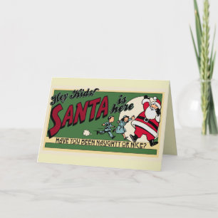 Retro Funny Cartoon Naughty or Nice Cute Custom  Holiday Card