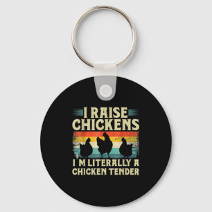 Retro Funny Chicken Lover Gift – I Raise Chickens  Key Ring