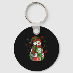 Retro Funny Christmas Patchwork Snowman Xmas Holid Key Ring