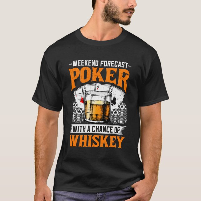 Retro Funny Cigars Whiskey And Playing Poker Smoke T-Shirt (Front)