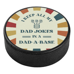 Retro Funny Dad Jokes Fathers day gift for dad  Hockey Puck