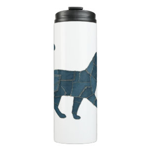 Retro Funny Denim Patch Animal Cat T-Shirt Thermal Tumbler