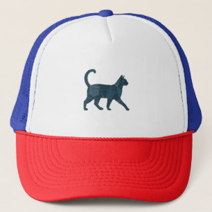 Retro Funny Denim Patch Animal Cat T-Shirt Trucker Hat