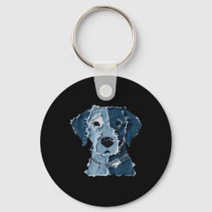 Retro Funny Denim Patch Animal Dog Key Ring