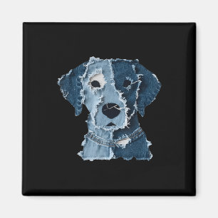 Retro Funny Denim Patch Animal Dog Magnet