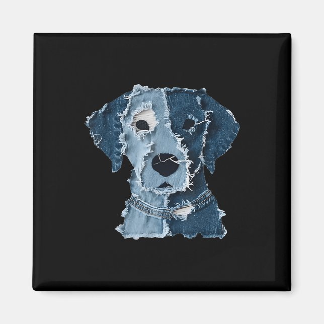Retro Funny Denim Patch Animal Dog  Magnet (Front)