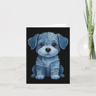 Retro Funny Denim Patch Animal Dog Print Card