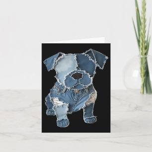 Retro Funny Denim Patch Animal Dog Print Card