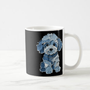 Retro Funny Denim Patch Animal Dog Print Coffee Mug