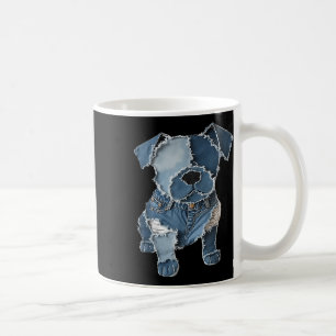 Retro Funny Denim Patch Animal Dog Print Coffee Mug