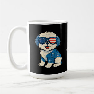 Retro Funny Denim Patch Cute Pet Dog Design Coffee Mug
