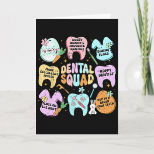 Retro Funny Dental Squad Bunny Tooth Easter Day De Card