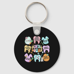 Retro Funny Dental Squad Bunny Tooth Easter Day De Key Ring