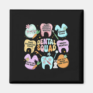 Retro Funny Dental Squad Bunny Tooth Easter Day De Magnet