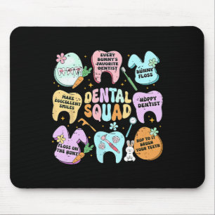 Retro Funny Dental Squad Bunny Tooth Easter Day De Mouse Pad
