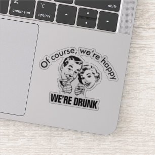 Retro Funny Drinking Couple Sticker