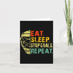 Retro Funny Eat Sleep Stop Goals Repeat Ice Hockey Card