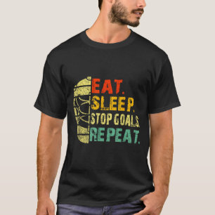 Retro Funny Eat Sleep Stop Goals Repeat Ice Hockey T-Shirt
