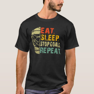 Retro Funny Eat Sleep Stop Goals Repeat Ice Hockey T-Shirt