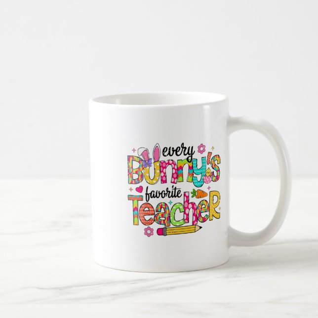 Retro Funny Every Bunnys Favourite Teacher Easter  Coffee Mug (Right)